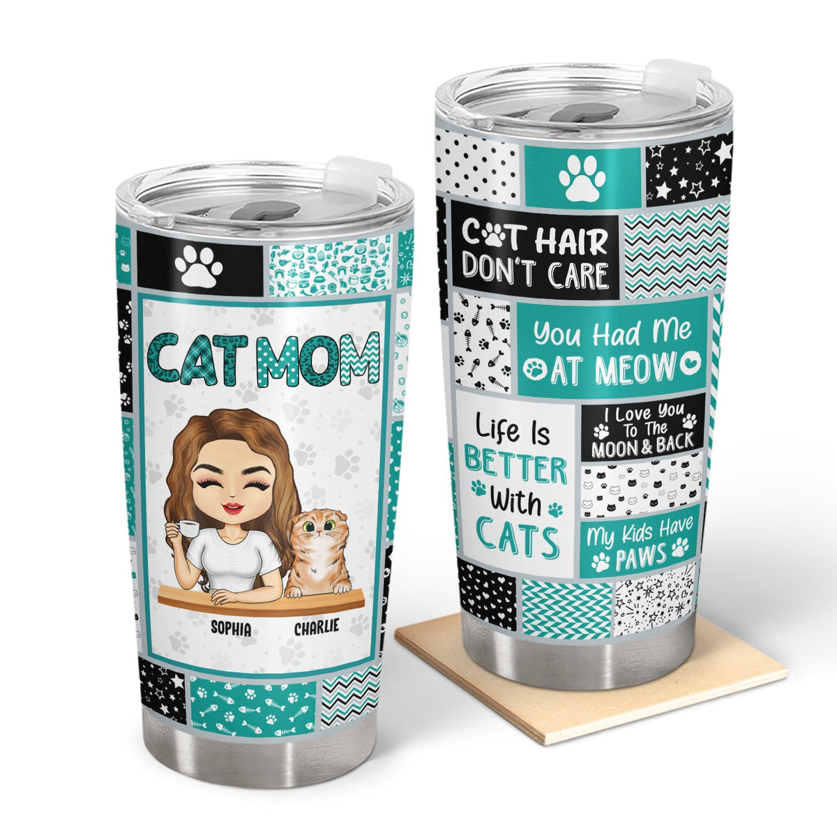 Maman chat, papa chat - Cadeau d'anniversaire, affectueux, drôle, décoration d'intérieur pour amoureux des chats - Gobelet personnalisé