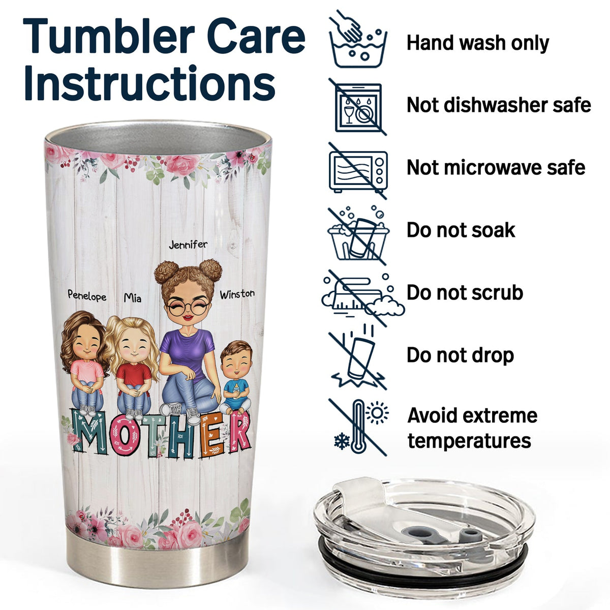 Mother & Daughters Sons From The Start - Birthday, Loving Gift For Mom, Mother, Grandma, Grandmother - Personalized Custom Tumbler