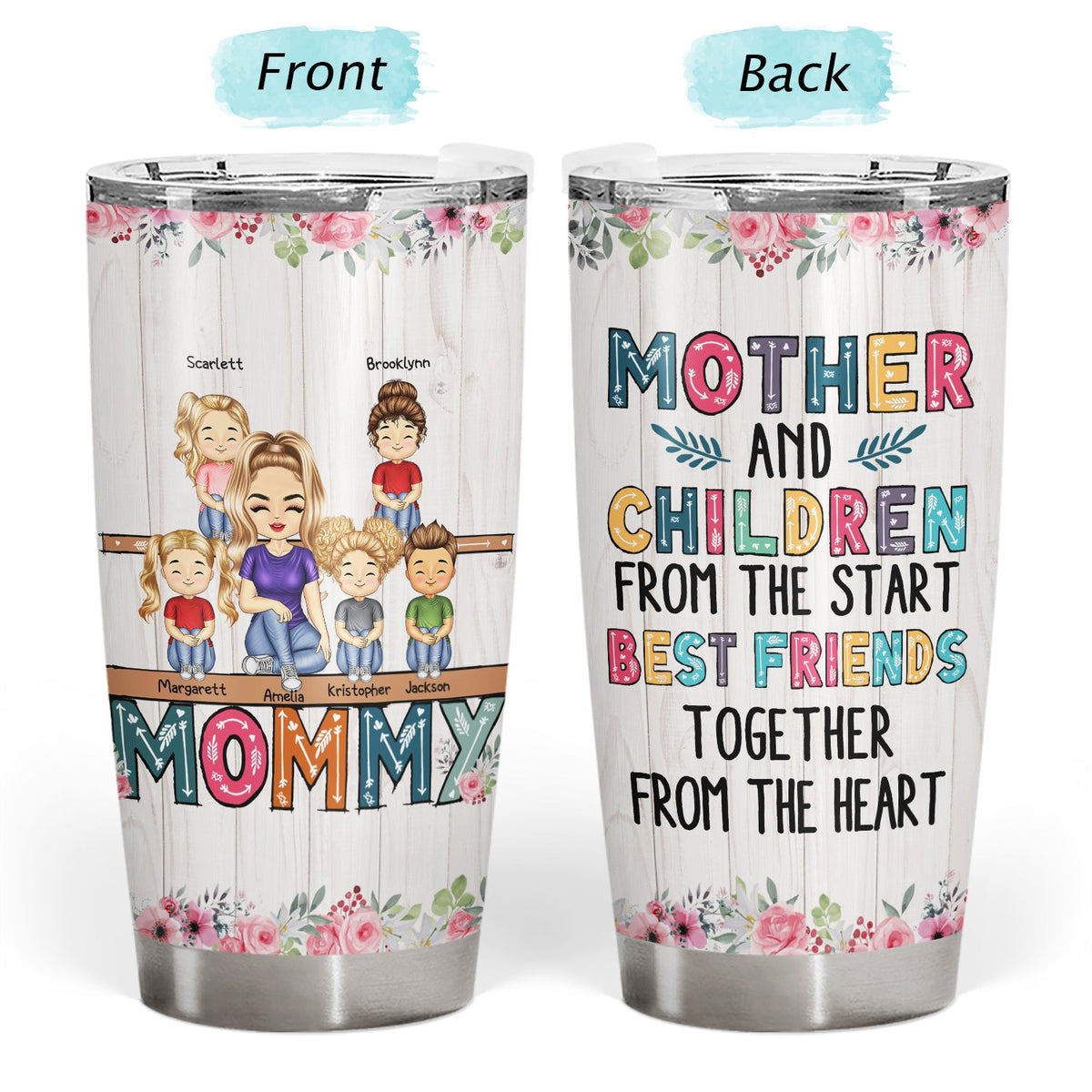 Mother & Daughters Sons From The Start - Birthday, Loving Gift For Mom, Mother, Grandma, Grandmother - Personalized Custom Tumbler