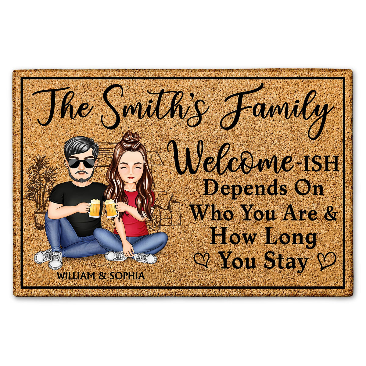 Welcome-ish Depends On Who You Are - Home Outdoor, Home Decor Gift For Family, Couple, Husband, Wife - Personalized Custom Doormat