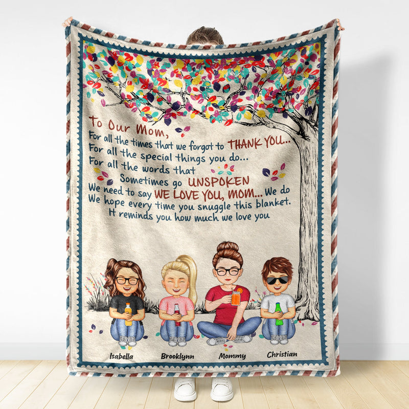 À ma mère pour toutes les fois où j'oublie de te remercier - Cadeau d'anniversaire, cadeau d'amour pour maman, mère, grand-mère, grand-mère - Couverture polaire personnalisée