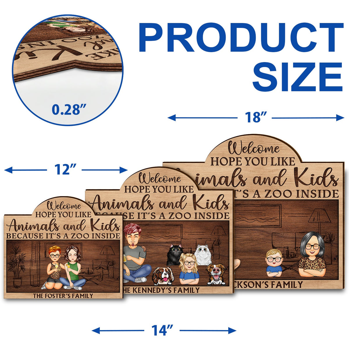 Hope You Like Animals And Kids - Anniversary, Birthday, Home Decor Gift For Spouse, Lover, Husband, Wife, Couple - Personalized Custom Shaped Wood Sign