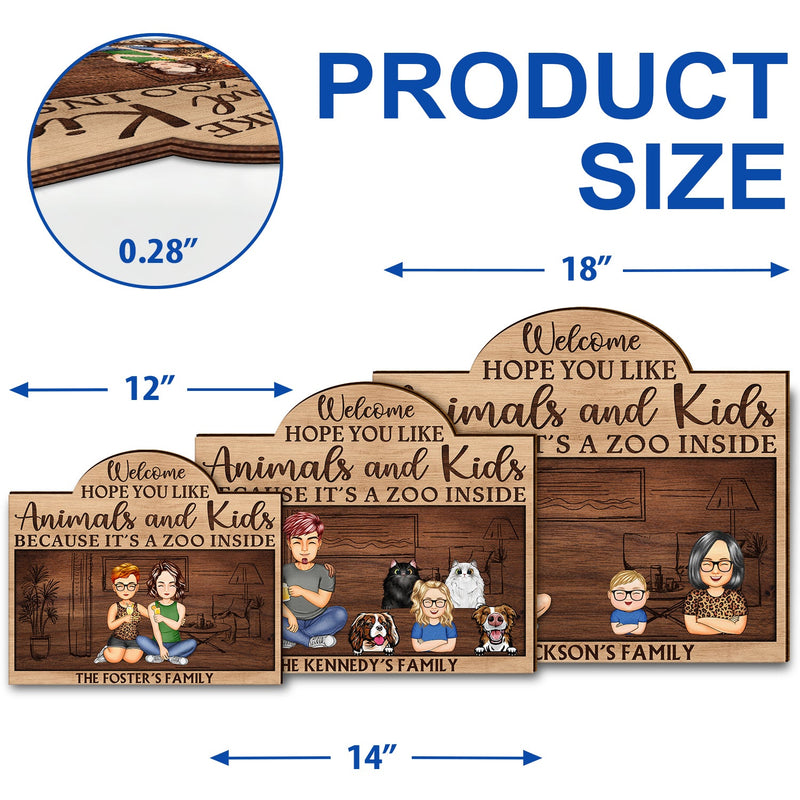 Hope You Like Animals And Kids - Anniversary, Birthday, Home Decor Gift For Spouse, Lover, Husband, Wife, Couple - Personalized Custom Shaped Wood Sign