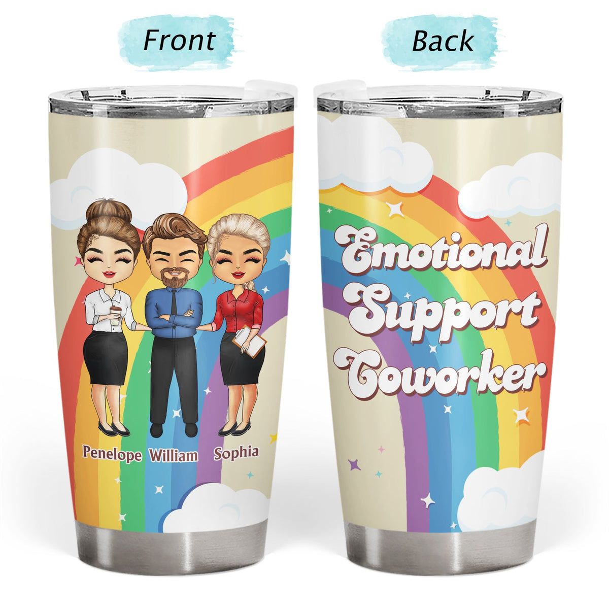 Emotional Support Coworker Office Colleagues Bestie - Birthday, Lovely Gift For Friends, Best Friends, Besties, Soul Sisters, BFF - Personalized Custom Tumbler
