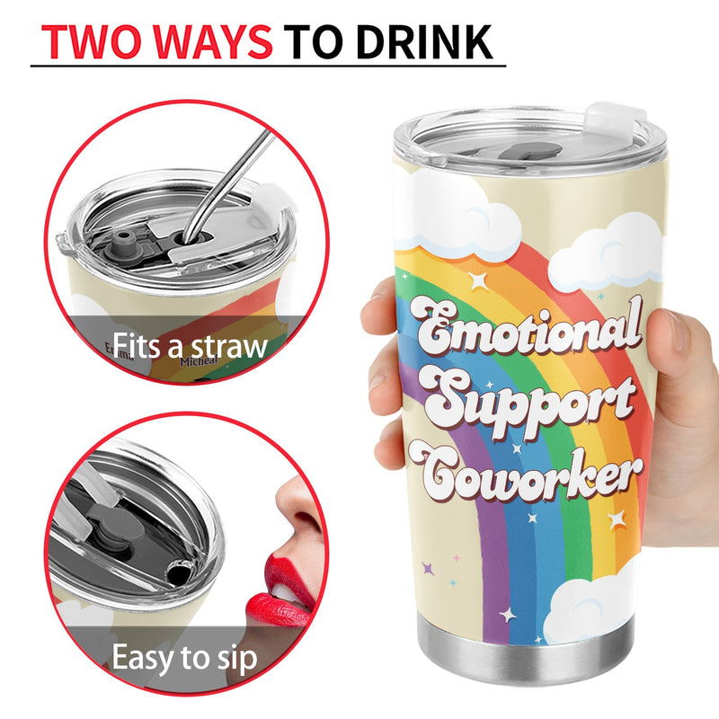Emotional Support Coworker Office Colleagues Bestie - Birthday, Lovely Gift For Friends, Best Friends, Besties, Soul Sisters, BFF - Personalized Custom Tumbler