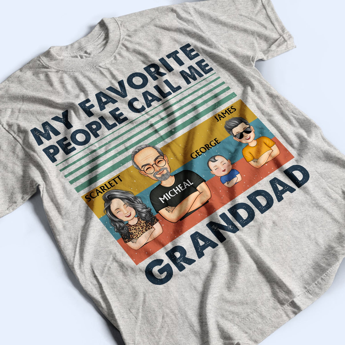 Mes personnes préférées m'appellent papa grand-père - Cadeau d'anniversaire, d'amour pour papa, père, grand-père - T-shirt personnalisé