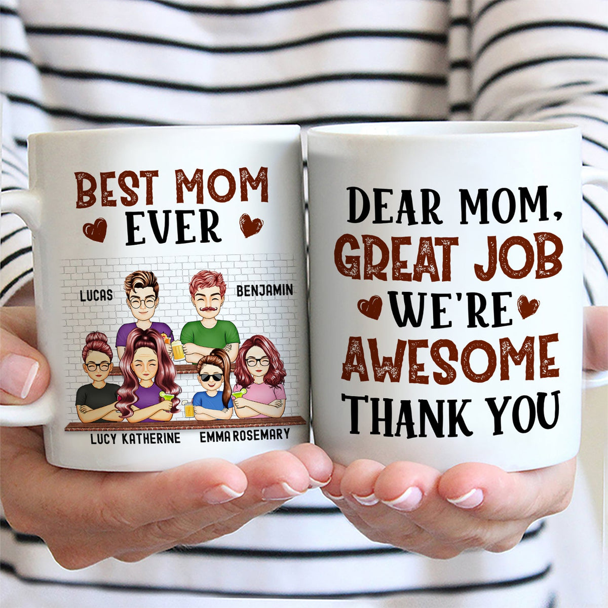 Dear Mom Great Job We're Awesome Thank You - Birthday, Loving Gift For Mommy, Mother, Grandma, Grandmother - Personalized Custom Mug