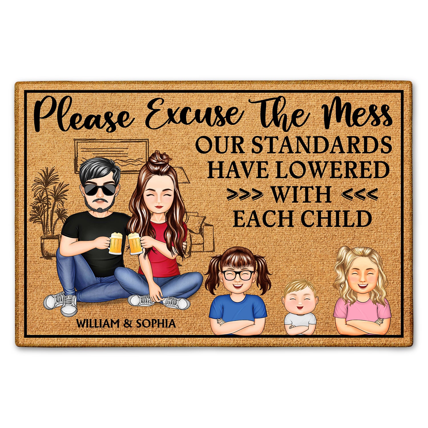 Please Excuse The Mess Our Standards - Anniversary, Birthday, Home Decor Gift For Husband, Wife, Couple, Pet Lovers - Personalized Custom Doormat