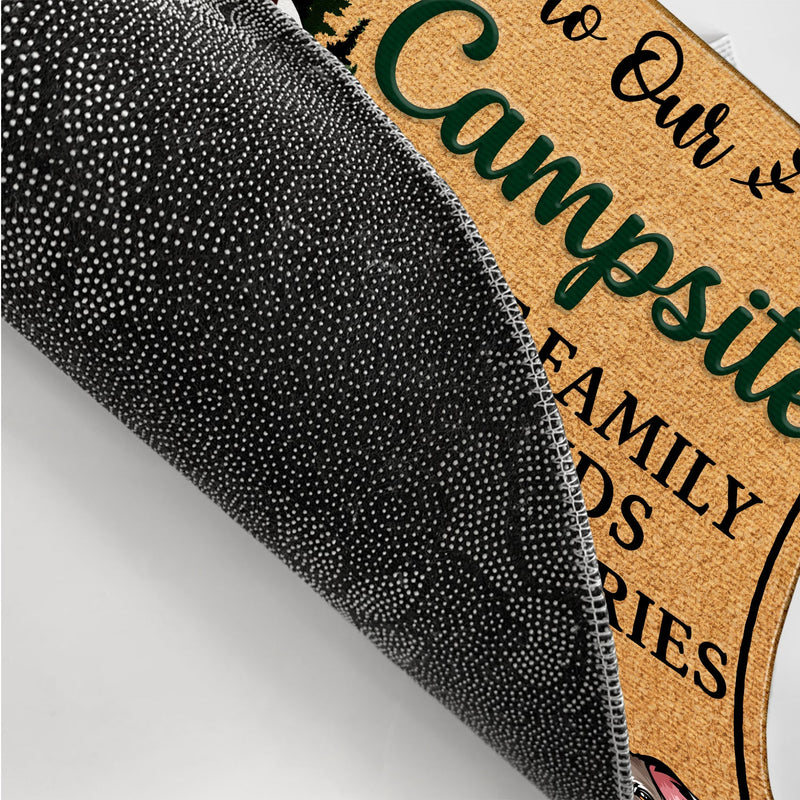 Welcome To Our Campsite - Gift For Camping Lovers, Campsite, Camping Decor, Couple, Family, Pet Lovers - Personalized Custom Doormat