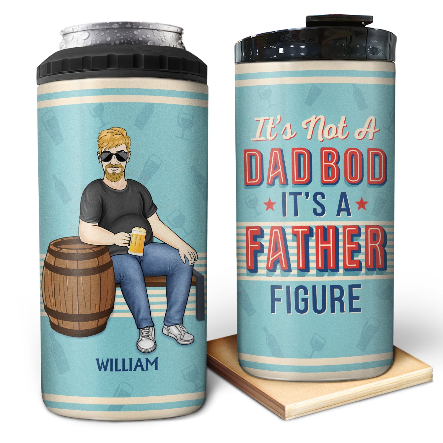 It's Not A Dad Bod It's Father Figure - Birthday Gift For Dad, Grandpa - Personalized Custom 4 In 1 Can Cooler Tumbler