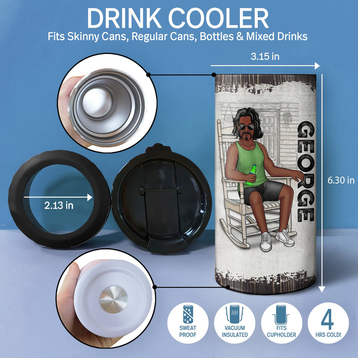 Legend Husband Daddy Grandpa - Birthday Gift For Father, Family - Personalized Custom 4 In 1 Can Cooler Tumbler