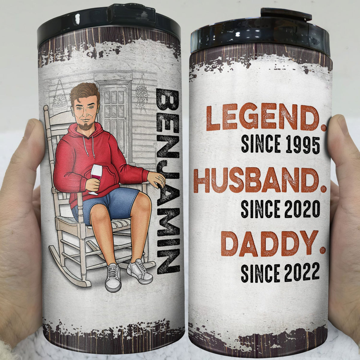 Legend Husband Daddy Grandpa - Birthday Gift For Father, Family - Personalized Custom 4 In 1 Can Cooler Tumbler