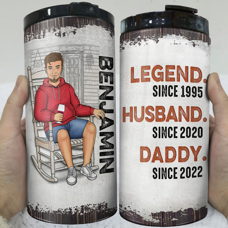 Legend Husband Daddy Grandpa - Birthday Gift For Father, Family - Personalized Custom 4 In 1 Can Cooler Tumbler