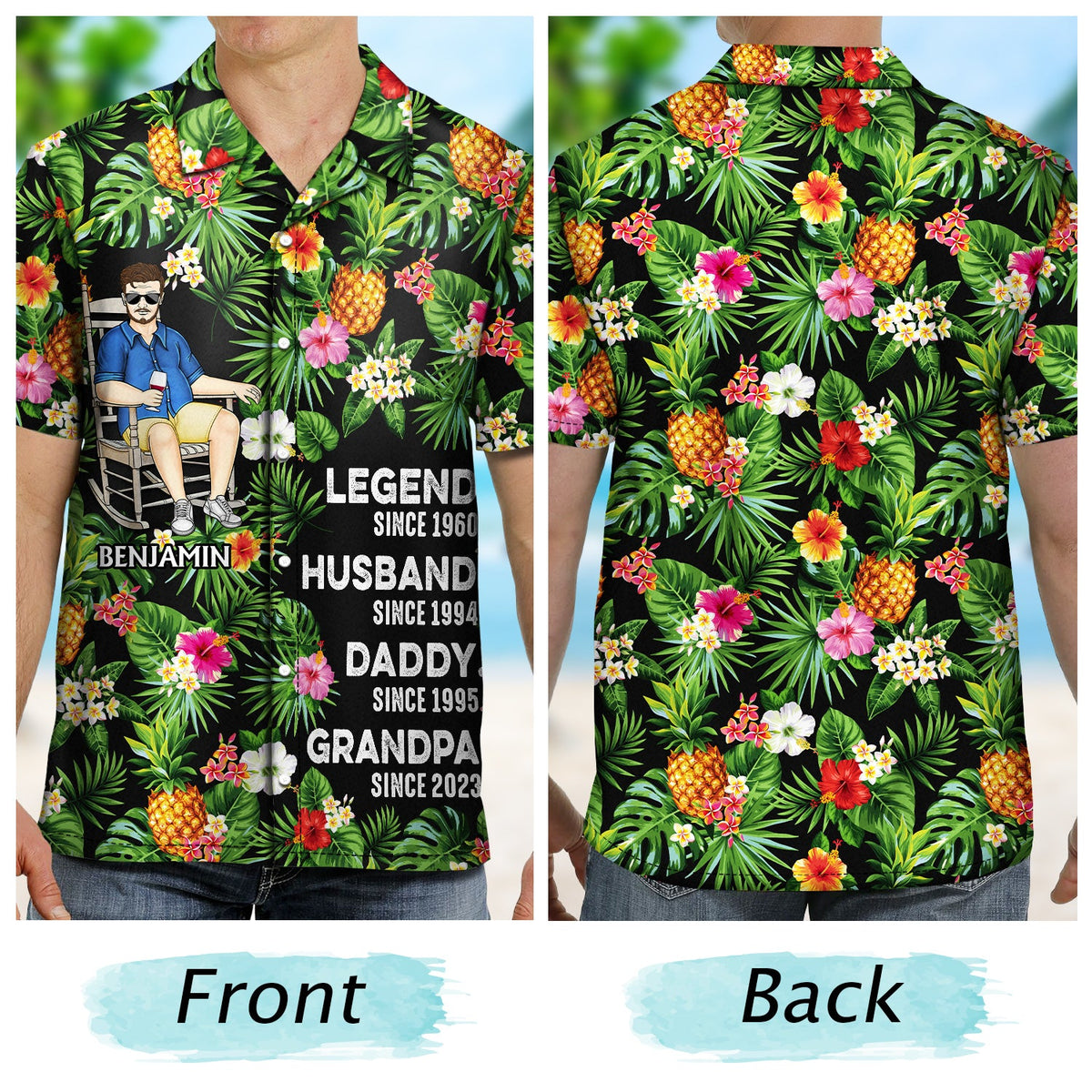 Legend Husband Daddy Grandpa - Birthday Gift For Father, Family - Personalized Custom Hawaiian Shirt