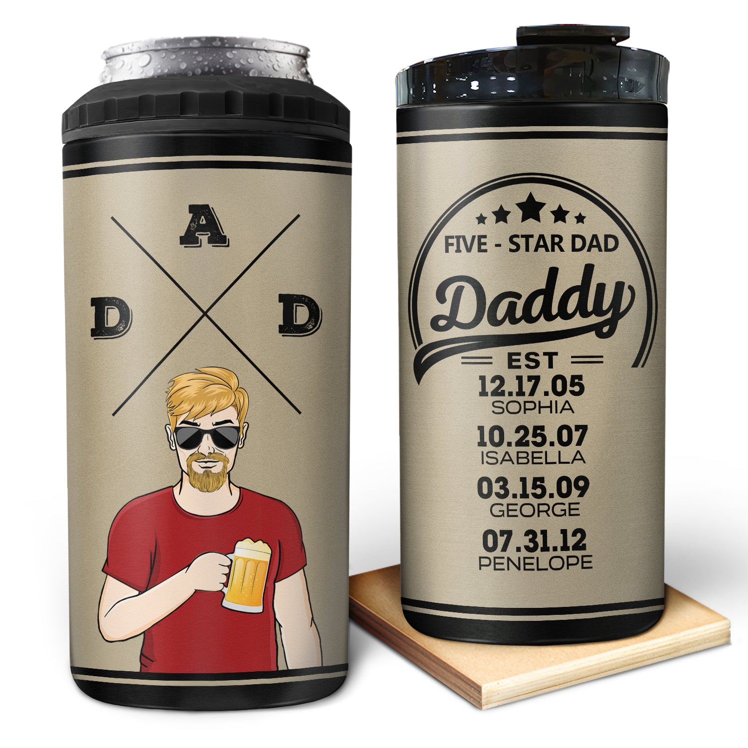 World's Best Dad Ever - Birthday Gift For Father, Family - Personalized Custom 4 In 1 Can Cooler Tumbler