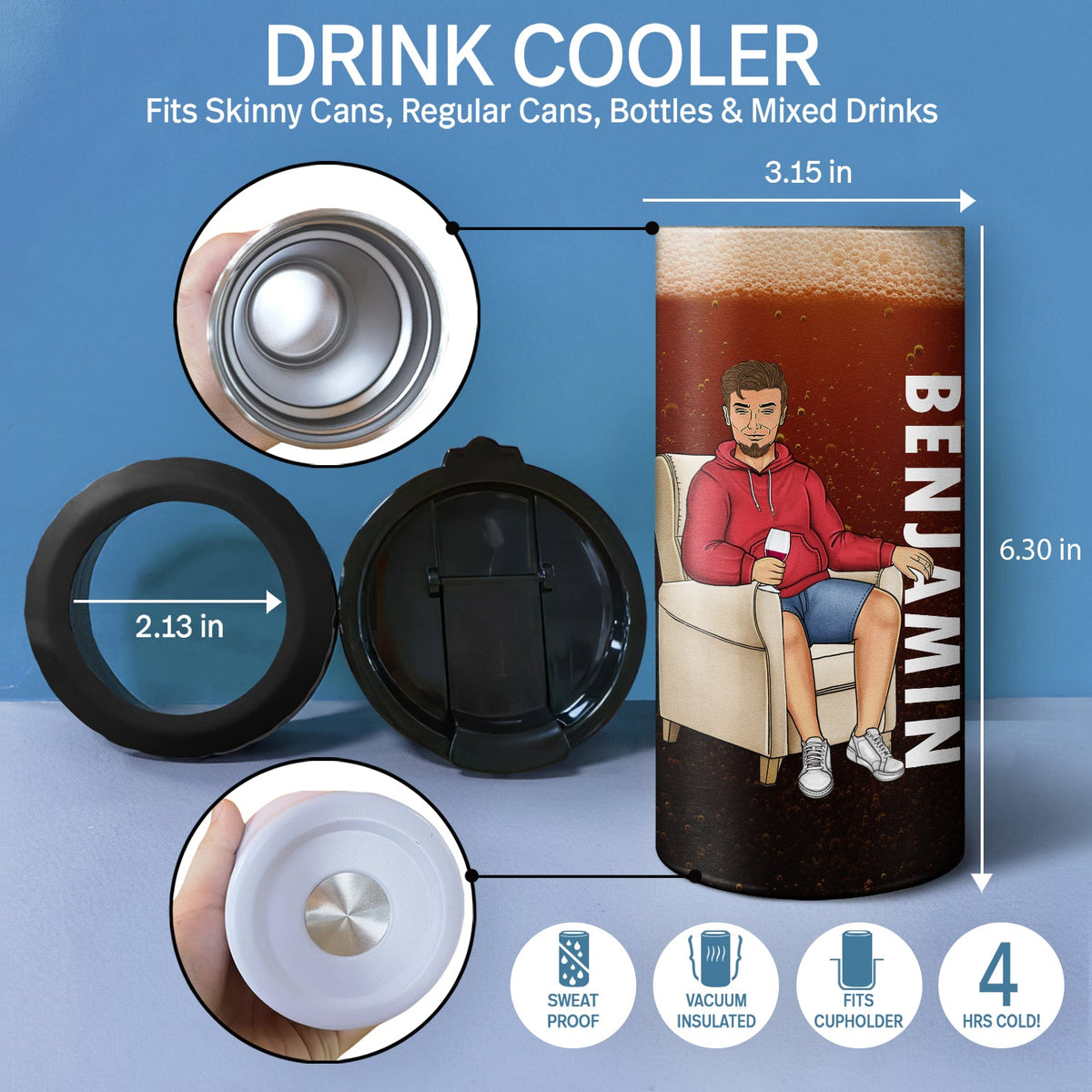 Dad's Sippy Cup - Birthday Gift For Father, Grandpa, Grandma - Personalized Custom 4 In 1 Can Cooler Tumbler