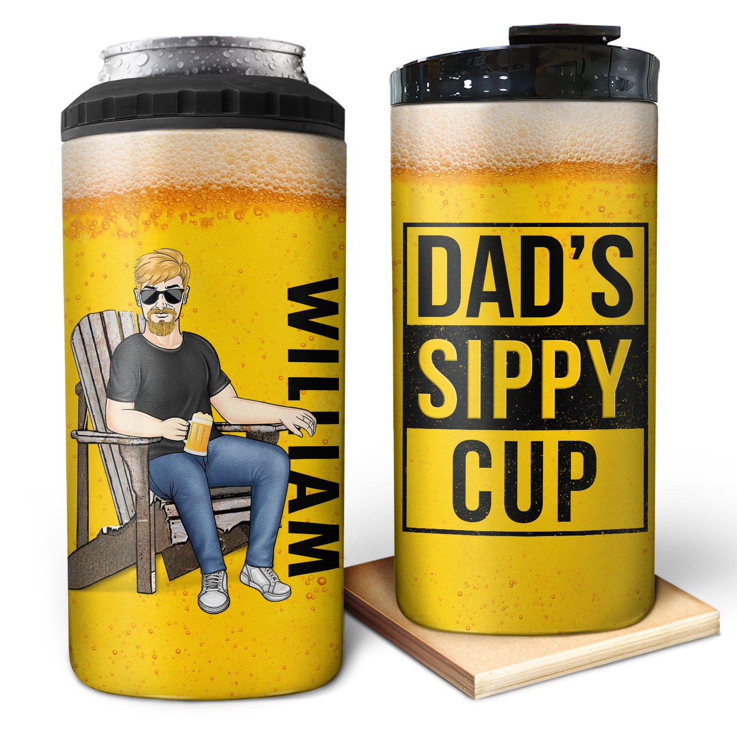 Dad's Sippy Cup - Birthday Gift For Father, Grandpa, Grandma - Personalized Custom 4 In 1 Can Cooler Tumbler