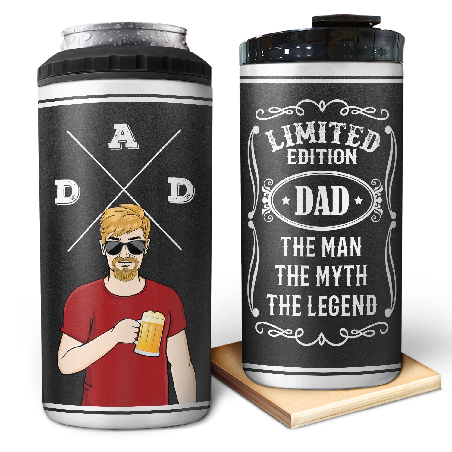 Limited Edition Dad The Man The Myth The Legend - Birthday Gift For Father, Grandpa, Grandma - Personalized Custom 4 In 1 Can Cooler Tumbler