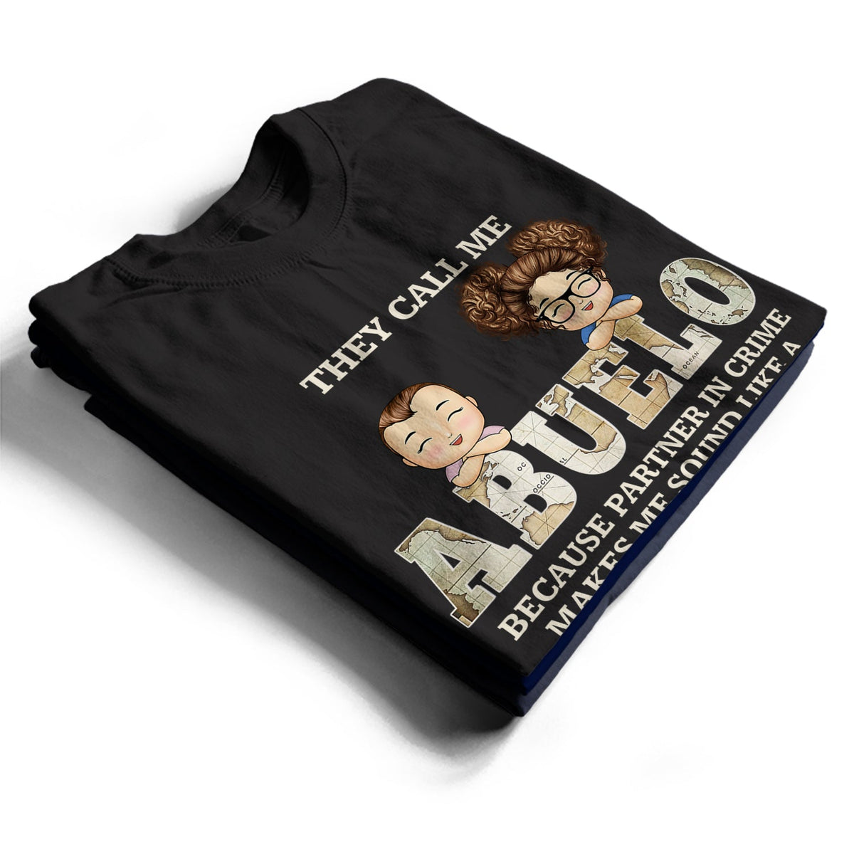 Vintage Map Title They Call Me Papa Because Partner In Crime - Birthday, Loving Gift For Dad, Father, Grandpa, Grandfather - Personalized Custom T Shirt