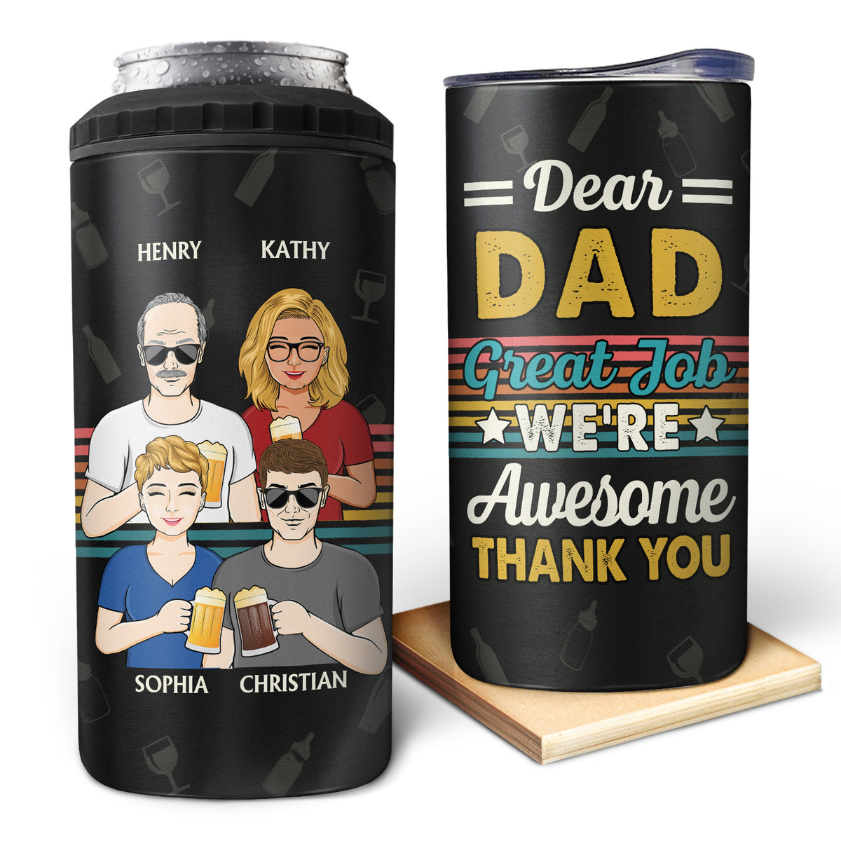 Mom & Dad Tumblers, Personalized Mama and Dada Travel Tumblers