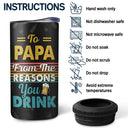 To Dad From The Reasons You Drink - Gift For Father, Grandpa - Personalized Custom 4 In 1 Can Cooler Tumbler