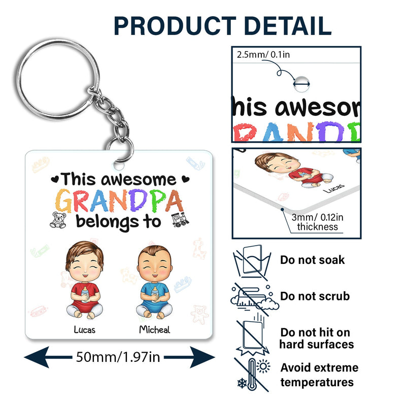This Awesome Daddy Mommy Belongs To - Loving Gift For Mother, Father, Grandma, Grandpa - Personalized Custom Acrylic Keychain