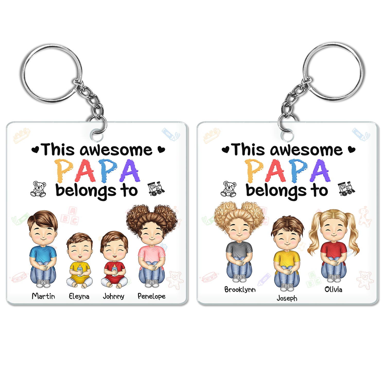 This Awesome Daddy Mommy Belongs To - Loving Gift For Mother, Father, Grandma, Grandpa - Personalized Custom Acrylic Keychain