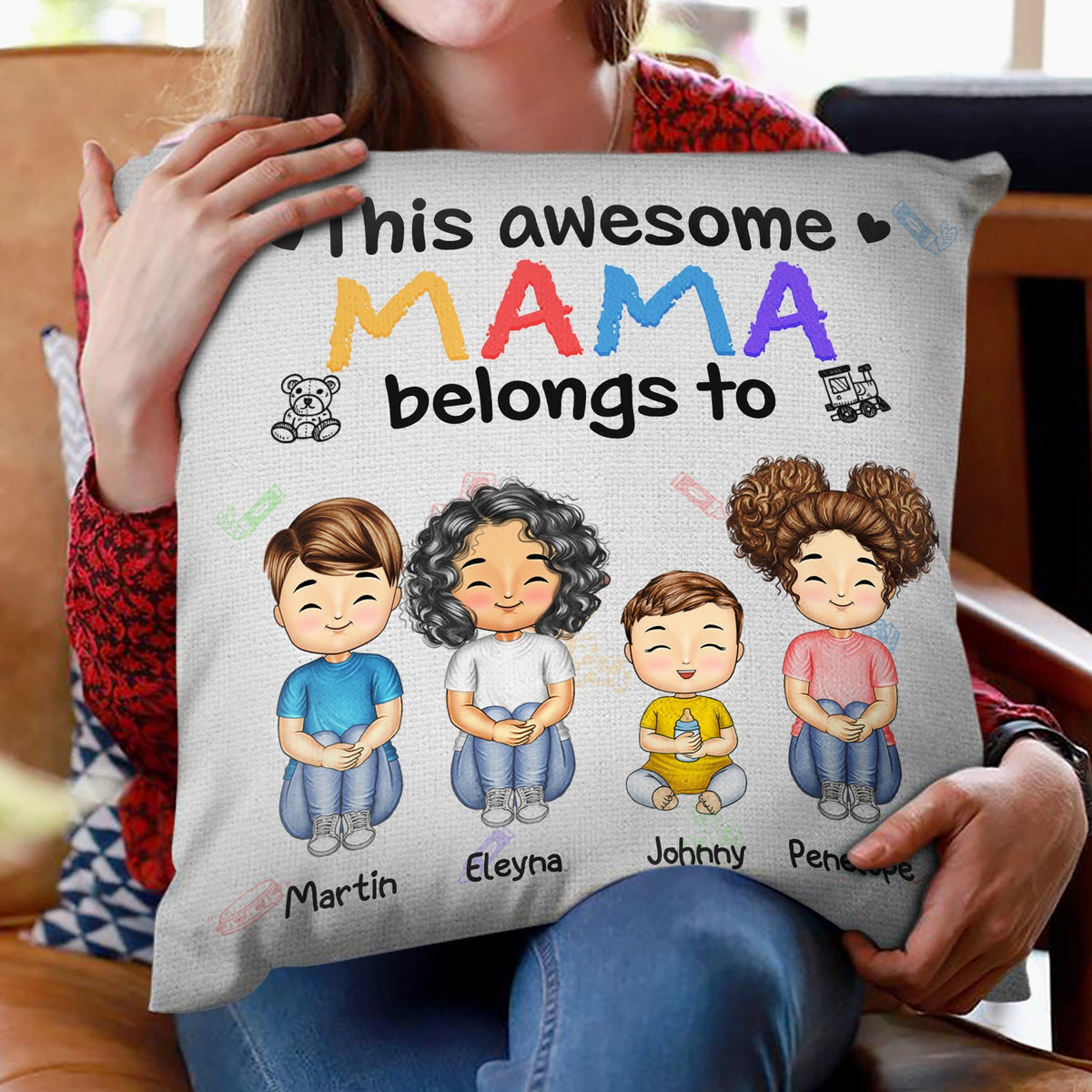 This Awesome Daddy Mommy Belongs To - Loving Gift For Mother, Father, Grandma, Grandpa - Personalized Custom Pillow