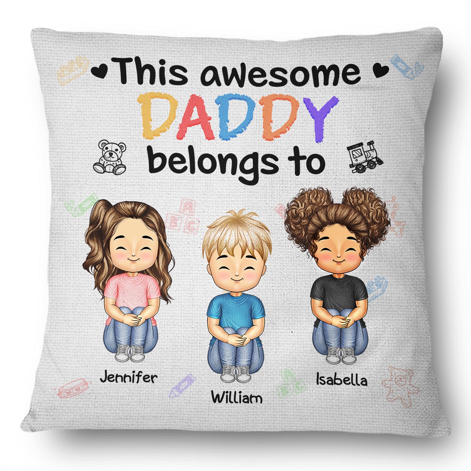 This Awesome Daddy Mommy Belongs To - Loving Gift For Mother, Father, Grandma, Grandpa - Personalized Custom Pillow