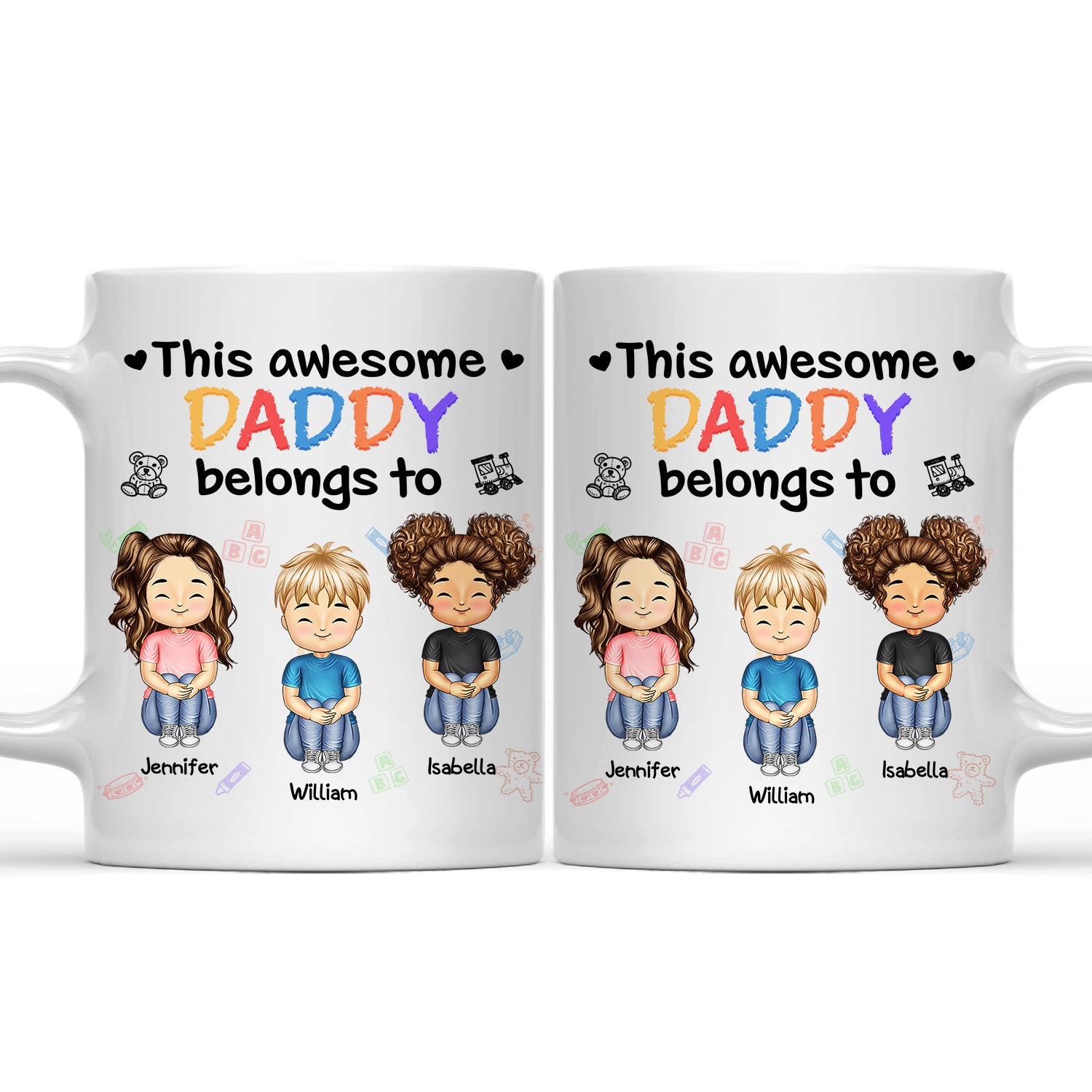 This Awesome Daddy Mommy Belongs To - Loving Gift For Mother, Father, Grandma, Grandpa - Personalized Custom Mug
