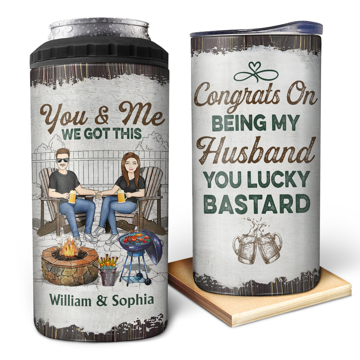 Personalized Stainless Steel Can Cooler, Double Wall Insulated