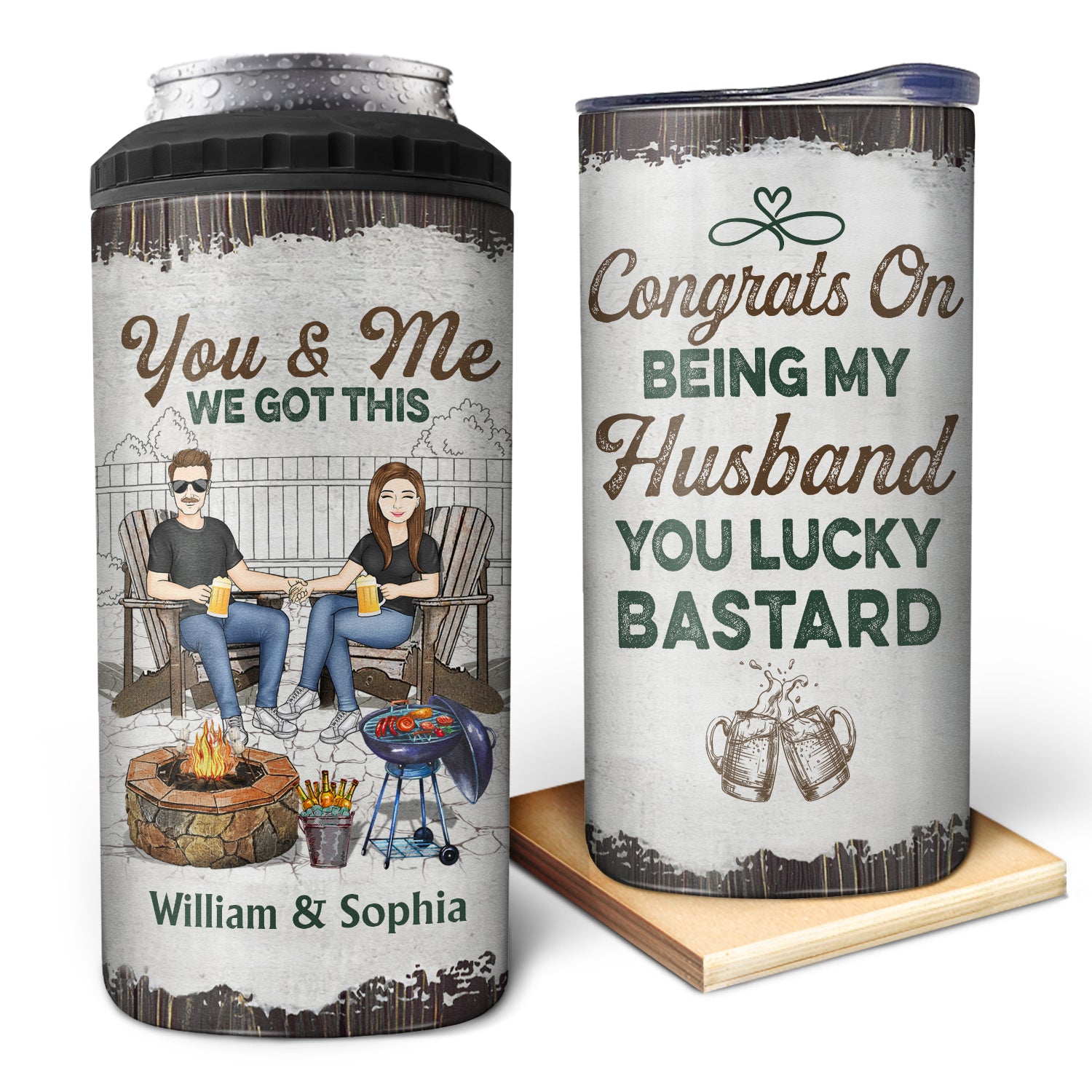 Congrats On Being My Husband - Loving Gift For Couples - Personalized Custom 4 In 1 Can Cooler Tumbler
