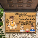 Hope You Like Animals And Kids - Home Decor Gift For Single Mom, Dad, Pet Lovers - Personalized Doormat