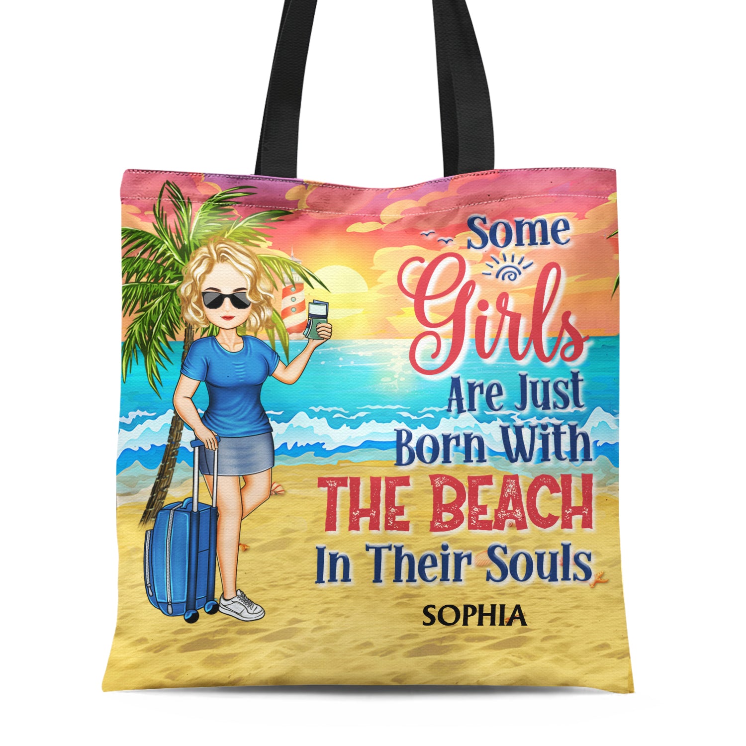 Some Girls Are Just Born With The Beach In Their Souls - Gift For Her, Travel Lovers - Personalized Custom Zippered Canvas Bag