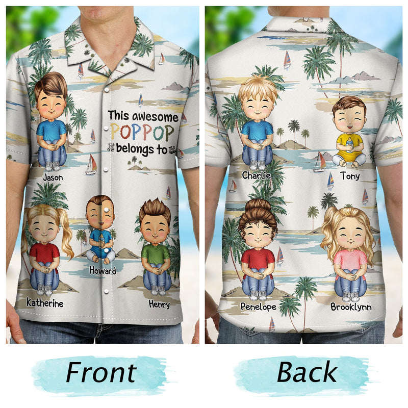 This Awesome Papa Daddy Belongs To - Loving Gift For Mother, Father, Grandma, Grandpa - Personalized Custom Hawaiian Shirt