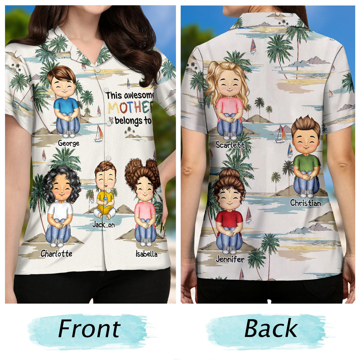 This Awesome Papa Daddy Belongs To - Loving Gift For Mother, Father, Grandma, Grandpa - Personalized Custom Hawaiian Shirt