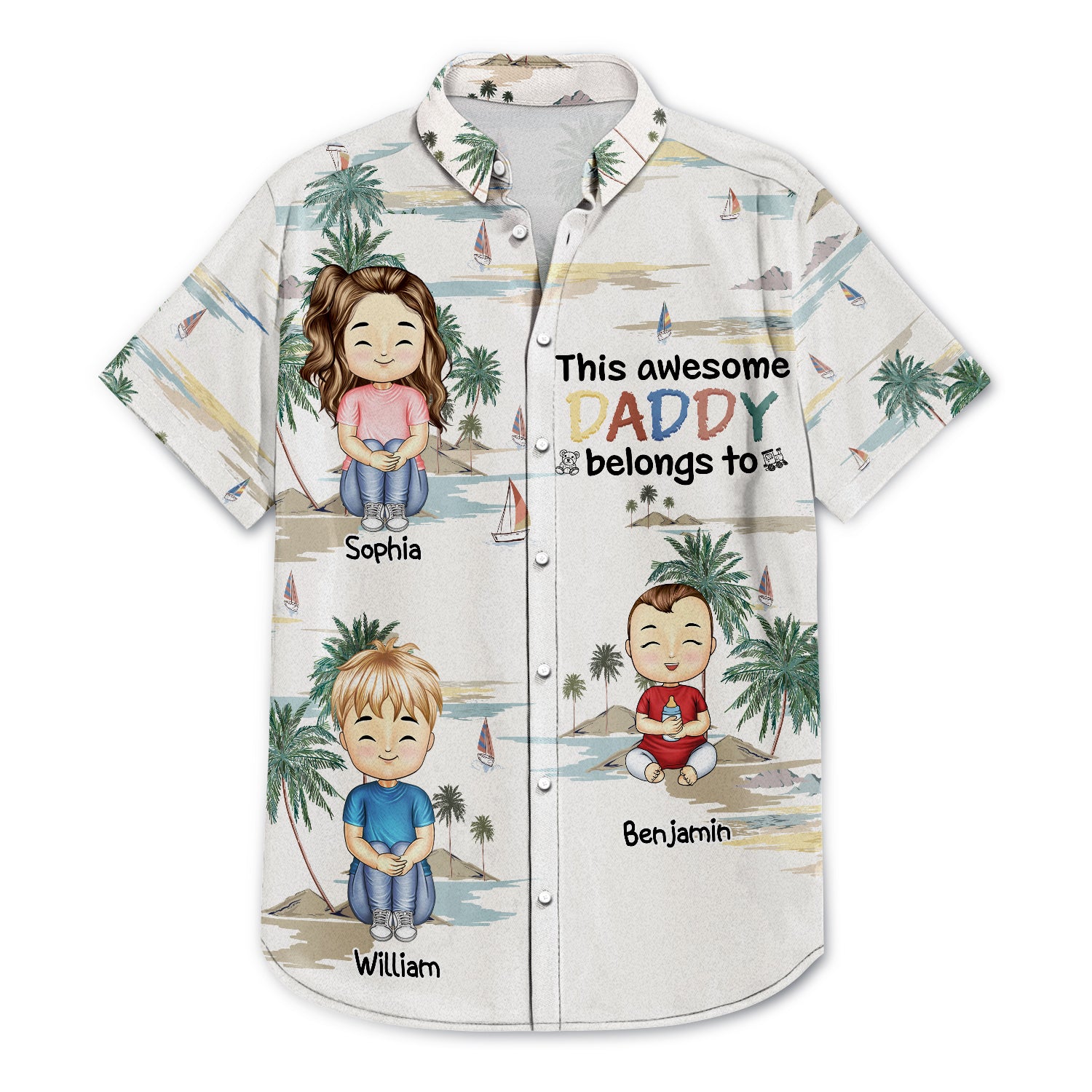 This Awesome Papa Daddy Belongs To - Loving Gift For Mother, Father, Grandma, Grandpa - Personalized Custom Hawaiian Shirt