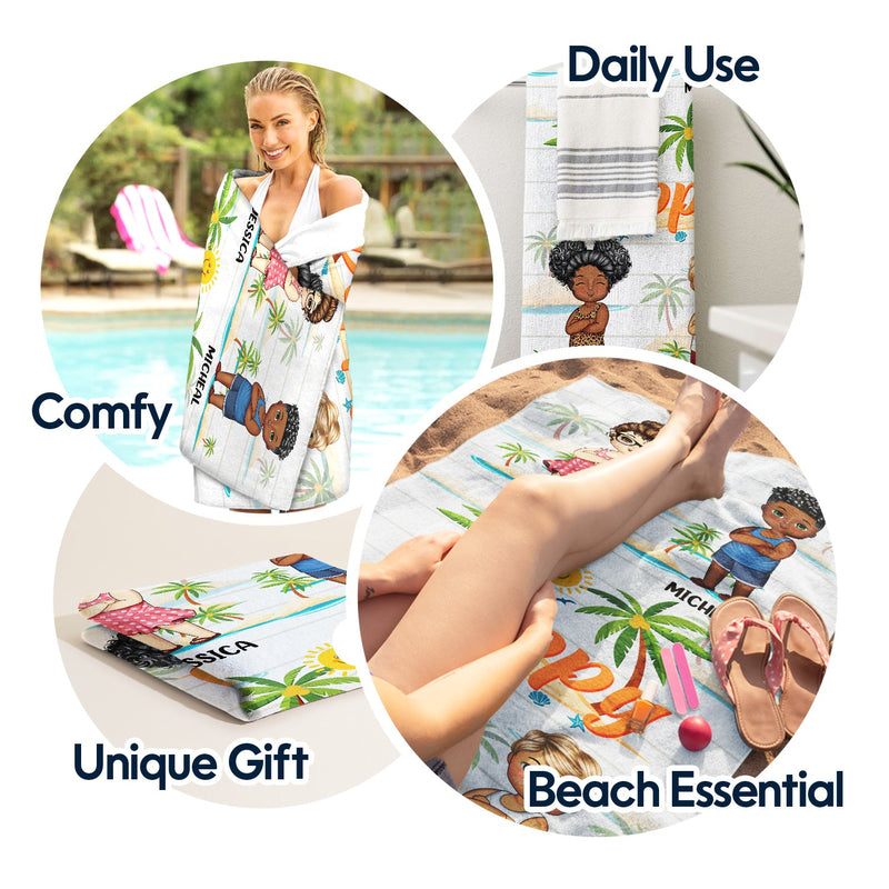 Nana Papa Mom Daddy - Cadeau d'amour pour mère, père, grand-mère, grand-père - Serviette de plage personnalisée