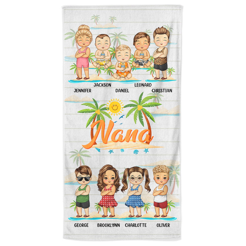 Nana Papa Mom Daddy - Cadeau d'amour pour mère, père, grand-mère, grand-père - Serviette de plage personnalisée
