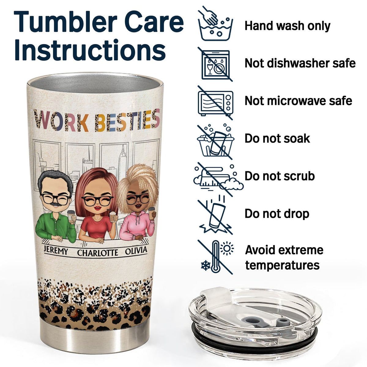 You Are The Reason I Don't Punch People At Work Leopard - Funny, Anniversary, Birthday Gifts For Colleagues, Coworker, Besties - Personalized Tumbler