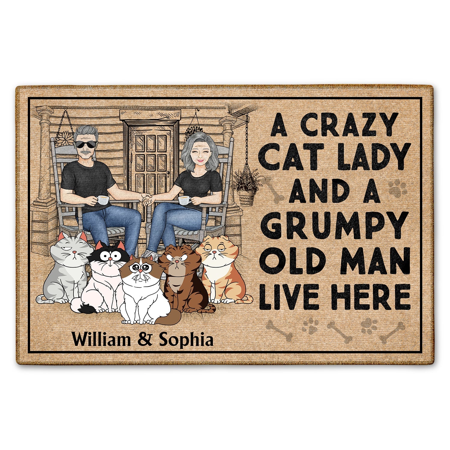 A Crazy Cat Lady And Her Grumpy Old Man Live Here - Home Decor For Cou ...