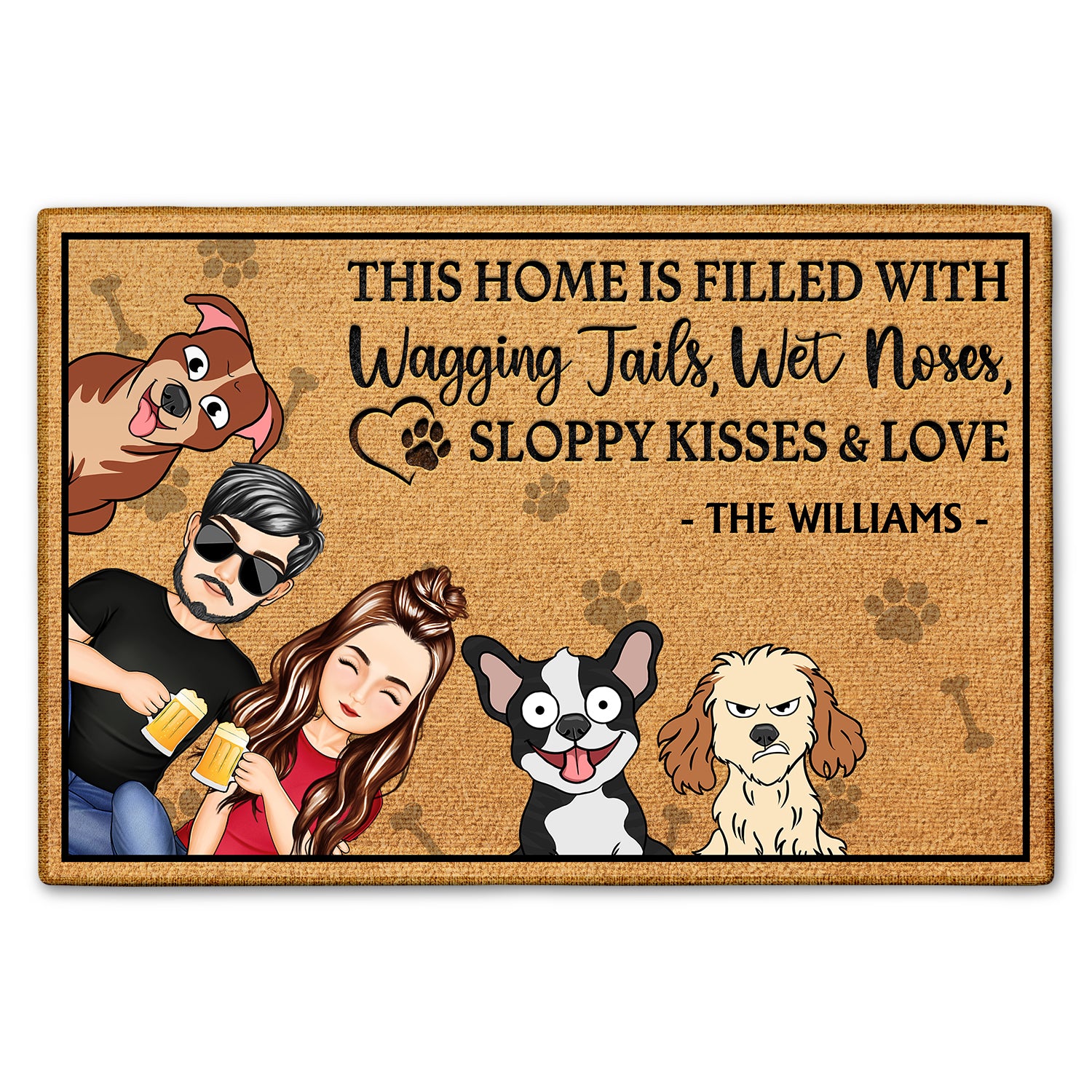 This Home Is Filled With Wagging Tails - Home Decor For Family, Couples, Single, Dog Lovers - Personalized Doormat