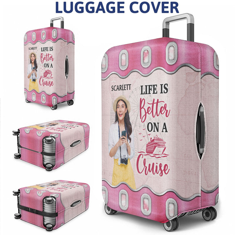 Custom Photo Just A Girl Boy Who Loves Traveling - Birthday Gift For Him, Her, Family, Trippin', Vacation Lovers - Personalized Luggage Cover