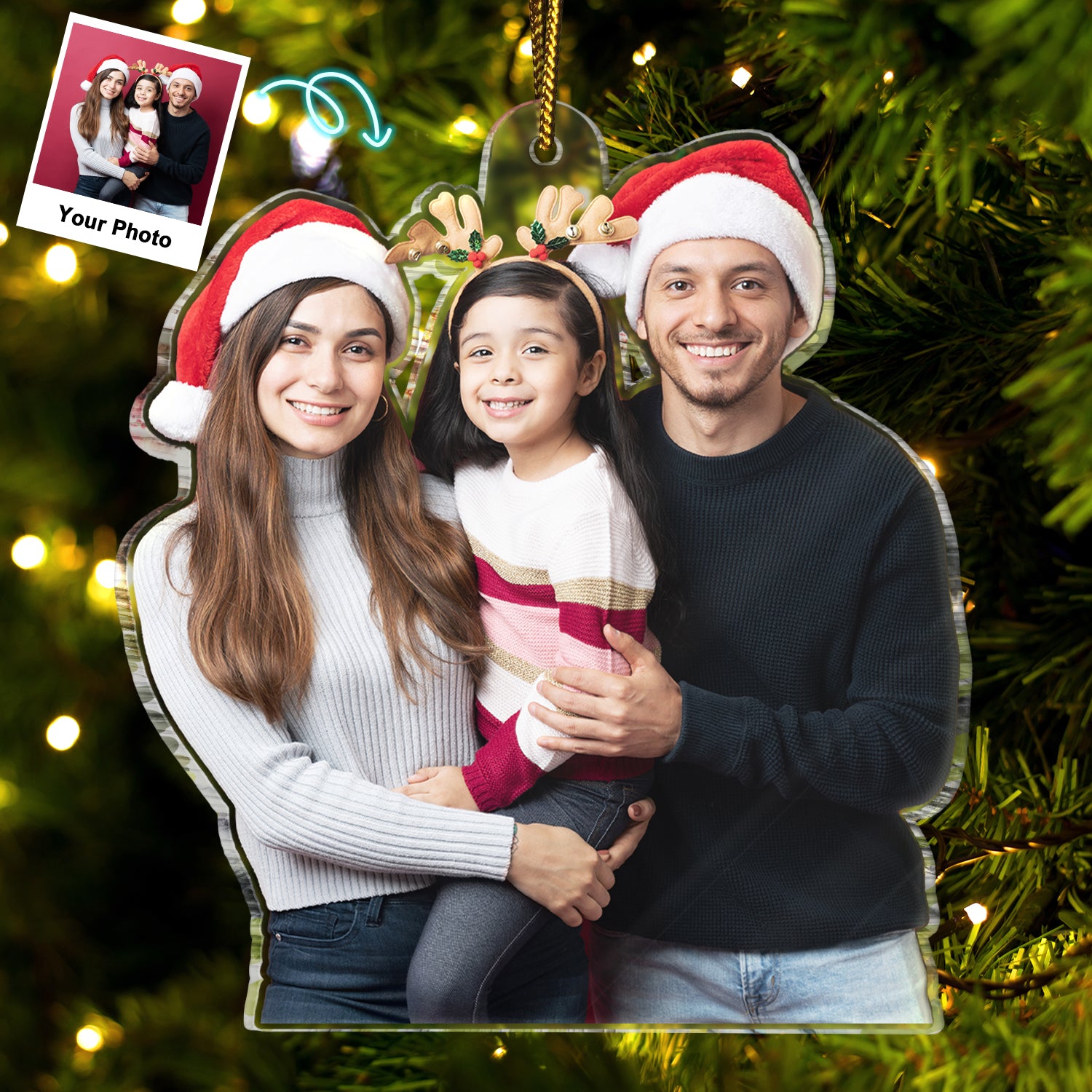 Custom Photo Family - Christmas Gift For Family, Parents - Personalized Acrylic Photo Ornament