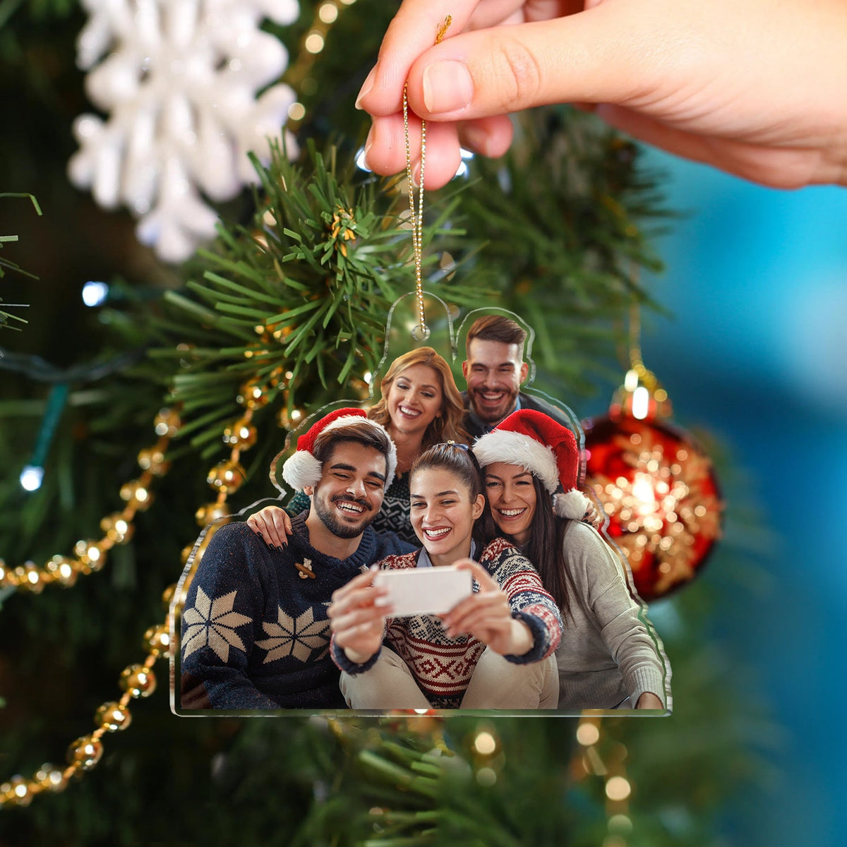Custom Photo Besties Colleagues Sisters - Christmas Gift For Best Friends, Siblings - Personalized Acrylic Photo Ornament