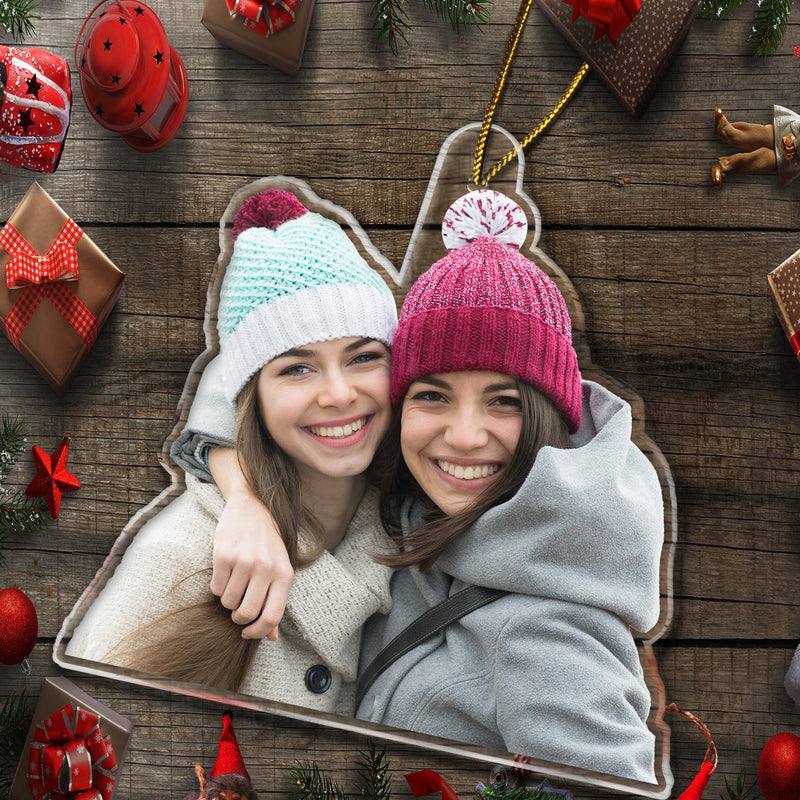 Custom Photo Besties Colleagues Sisters - Christmas Gift For Best Friends, Siblings - Personalized Acrylic Photo Ornament