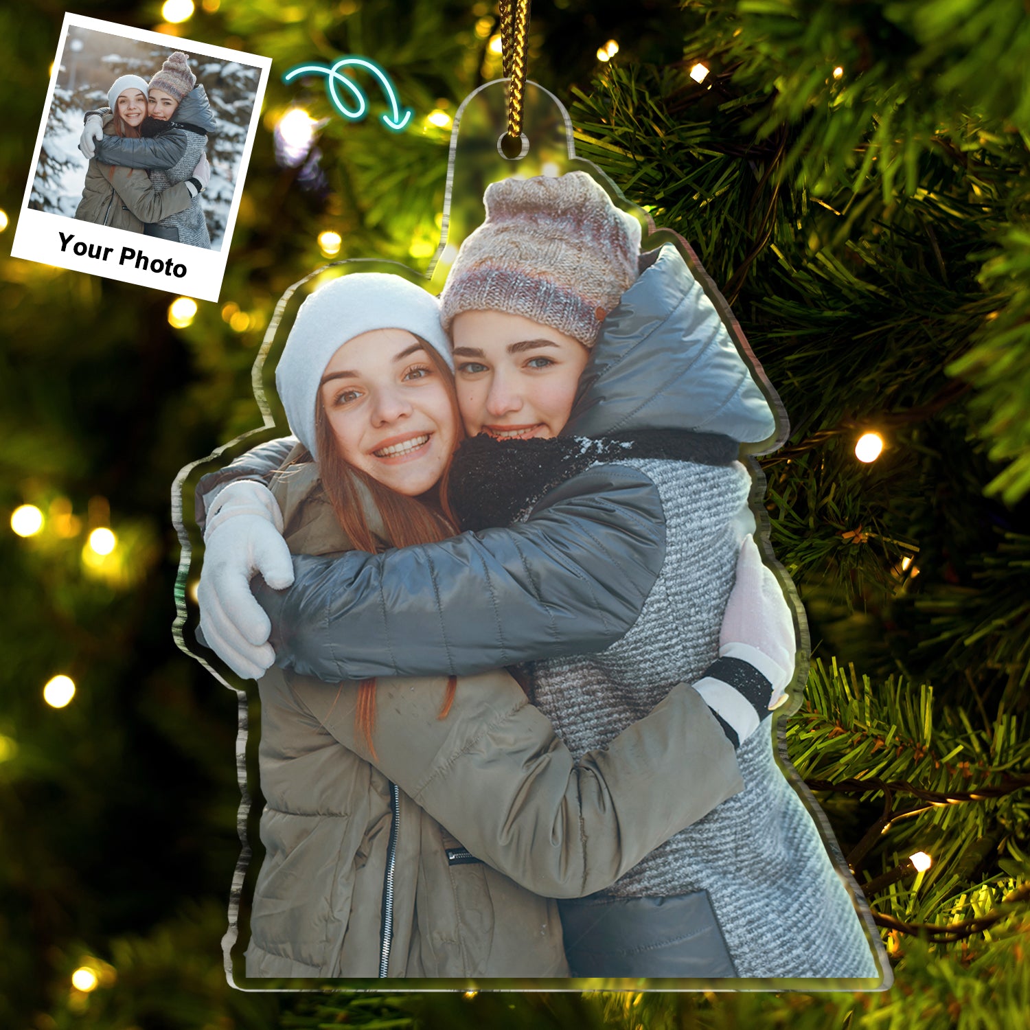 Custom Photo Besties Colleagues Sisters - Christmas Gift For Best Friends, Siblings - Personalized Acrylic Photo Ornament