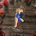 Couple s'embrassant style 2 - Cadeau de Noël pour amoureux, mari, femme, couples - Décoration acrylique découpée personnalisée