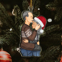 Couple Hug Kissing - Christmas Gift For Lover, Husband, Wife, Couples - Personalized Cutout Acrylic Ornament