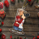 Couple Hug Kissing - Christmas Gift For Lover, Husband, Wife, Couples - Personalized Cutout Acrylic Ornament